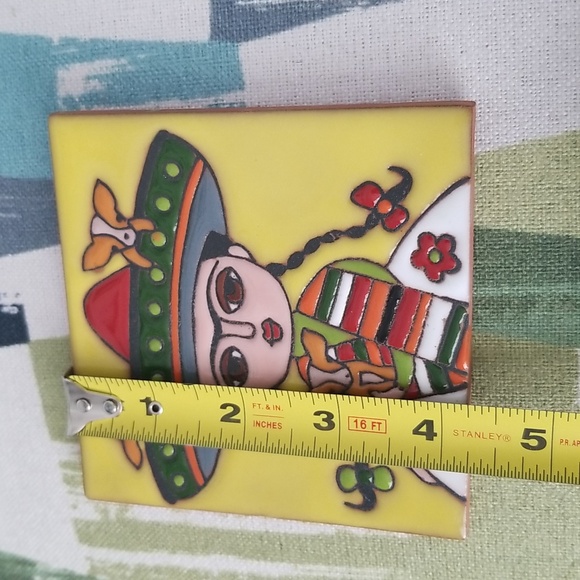Cute Frida Kahlo And 3 Pups Colourful Decorative Tile - Picture 4 of 6